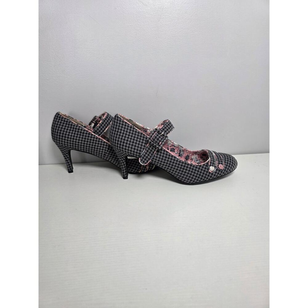 Joe Browns Women’s 10 Pink Grey Houndstooth Heels Unique Cottagecore UK Style - Picture 5 of 8